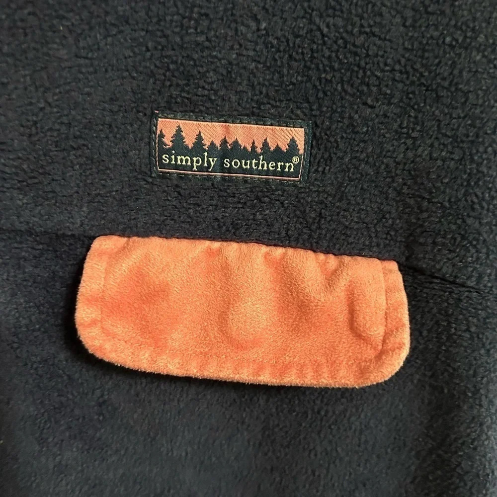 Simply Southern Navy Hot Pink Simply Snap Fleece Pullover XL - Picture 4 of 5